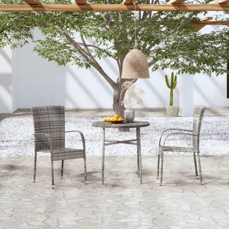 Poly rattan tuinset voor gezellige maaltijden en terrasplezier - Grijs - Tuinsets