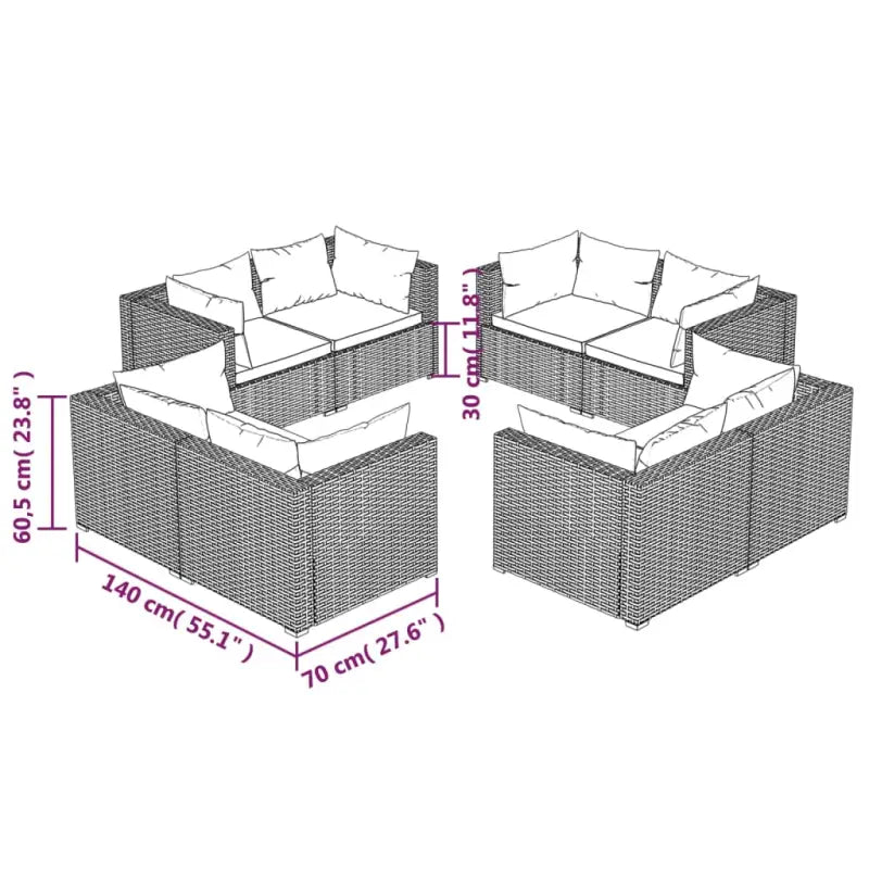 Poly Rattan Tuinset voor Ontspanning en Gezelligheid in de Buitenruimte - Tuinsets