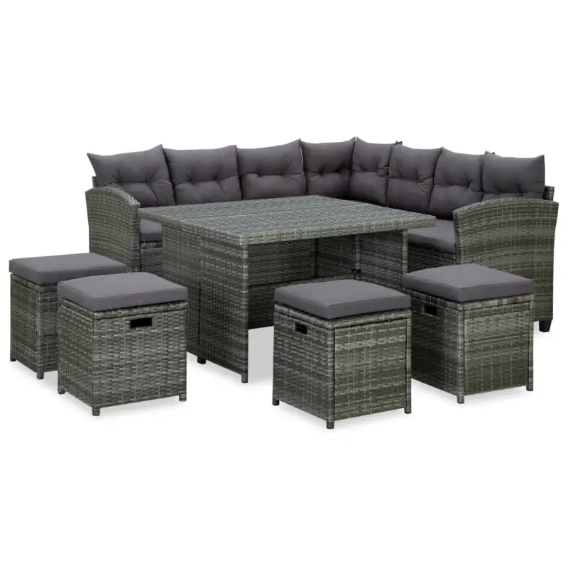 Poly Rattan Tuinset voor Ontspanning en Samenzijn in de Buitenruimte - Grijs - Tuinsets