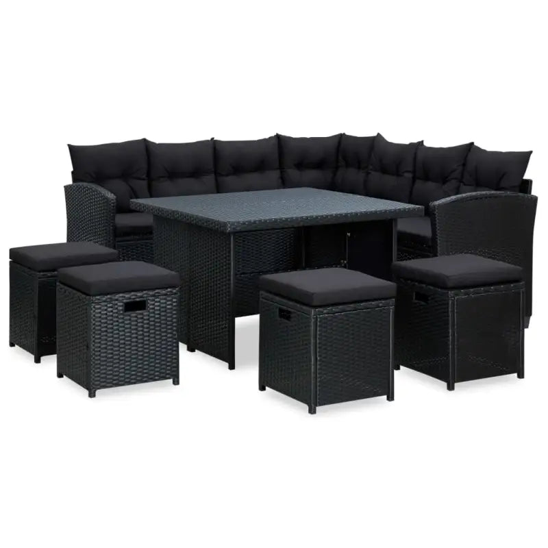 Poly Rattan Tuinset voor Ontspanning en Samenzijn in de Buitenruimte - Zwart - Tuinsets