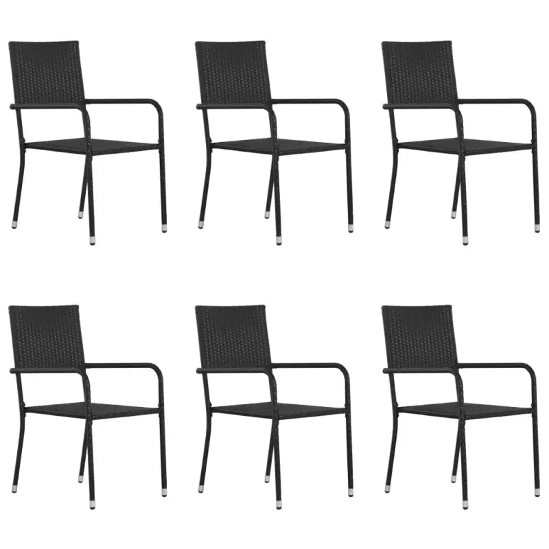 Poly Rattan Tuinstoelen voor Diner en Ontspanning - Zwart / 6 - Tuinstoelen
