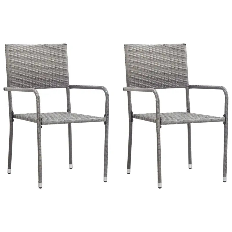 Poly Rattan Tuinstoelen voor Dineren en Ontspannen - Grijs / 2 - Tuinstoelen