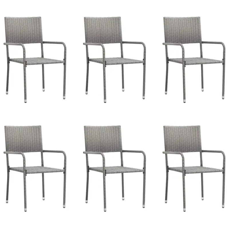 Poly Rattan Tuinstoelen voor Dineren en Ontspannen - Grijs / 6 - Tuinstoelen