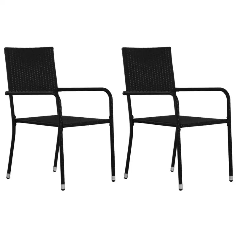 Poly Rattan Tuinstoelen voor Dineren en Ontspannen - Zwart / 2 - Tuinstoelen