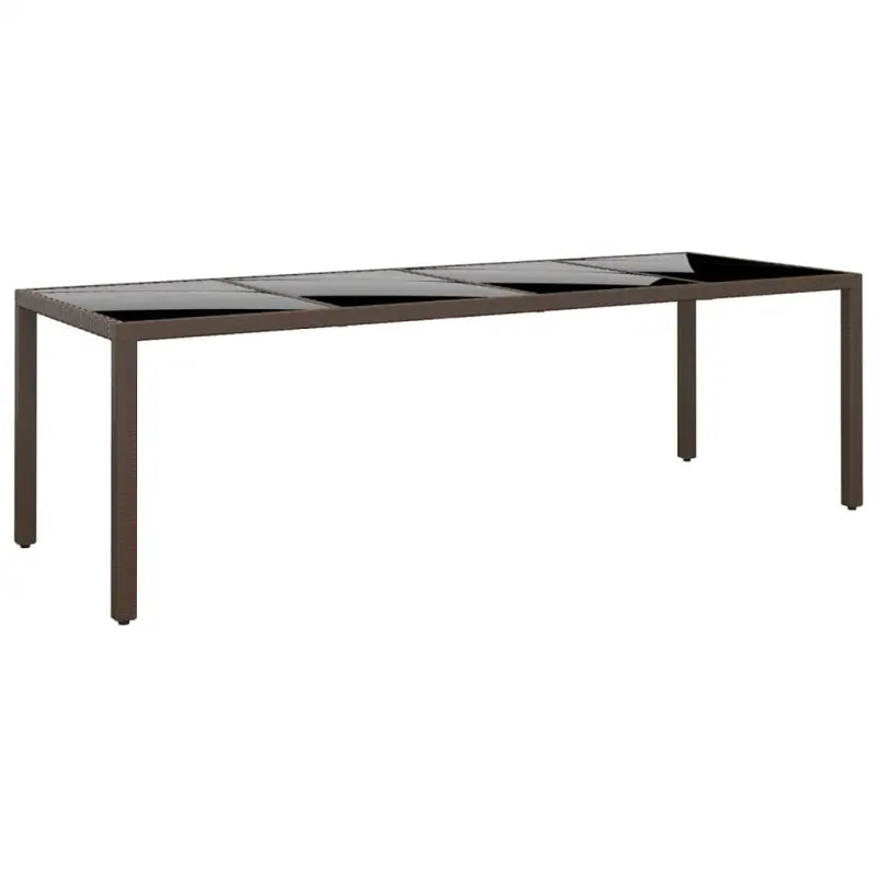 Poly rattan tuintafel met gehard glas voor een stijlvolle buitenruimte - Bruin / 1 - Tuintafels