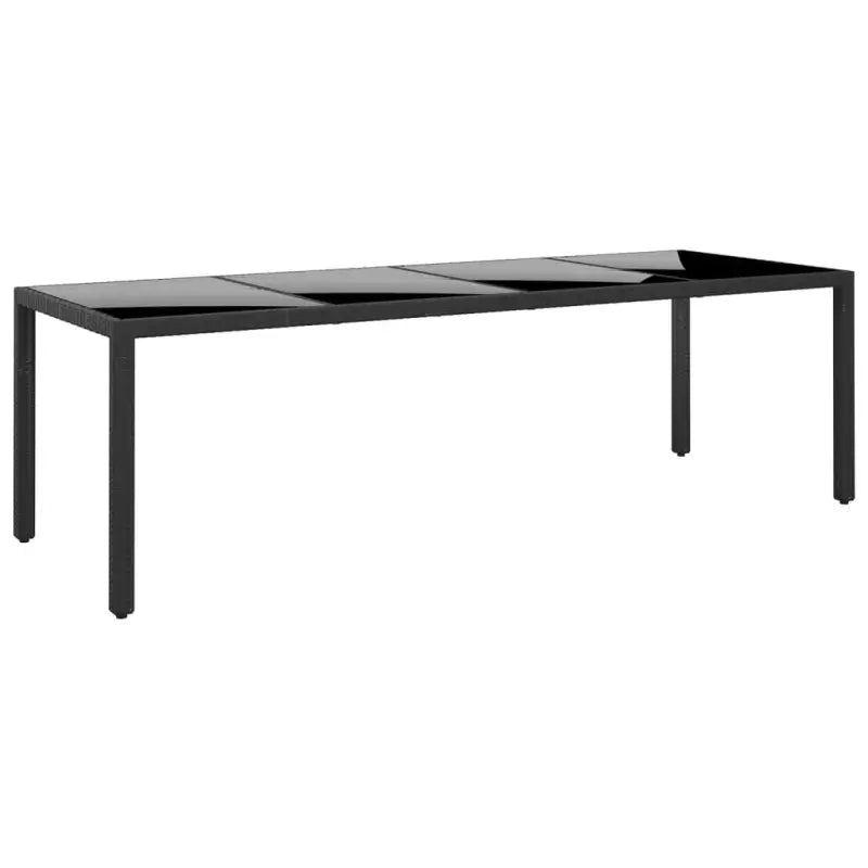 Poly rattan tuintafel met gehard glas voor een stijlvolle buitenruimte - Zwart / 1 - Tuintafels
