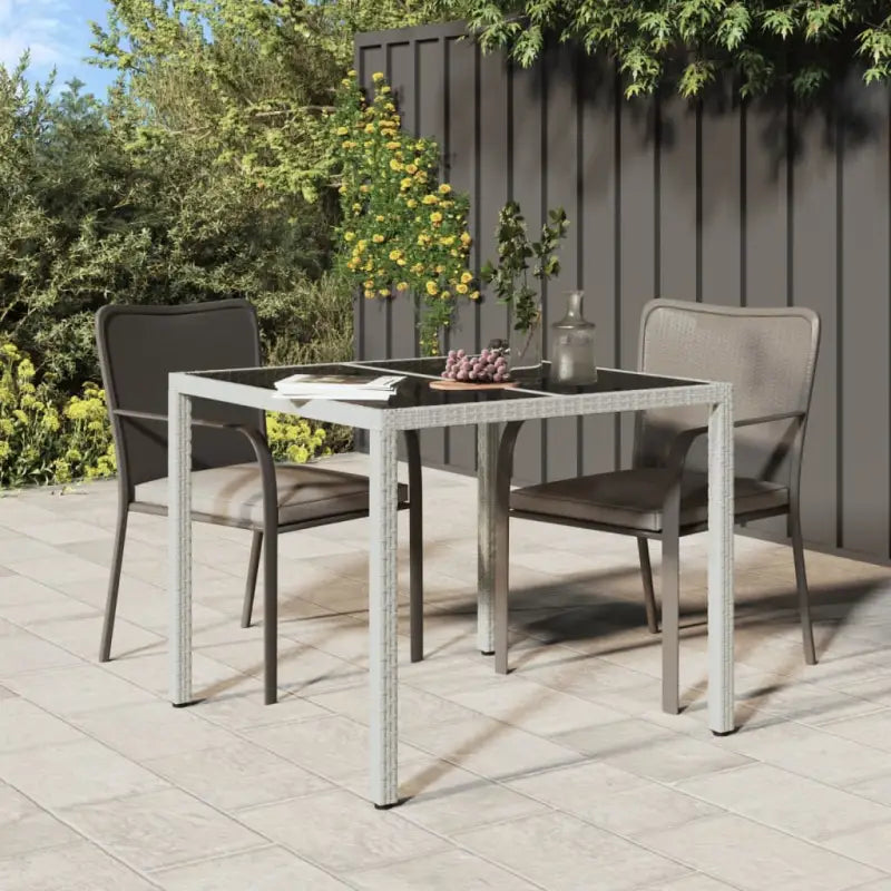 Poly rattan tuintafel met gehard glas voor een stijlvolle buitenruimte - Wit / 90 x 90 x 75 cm / 1 - Tuintafels