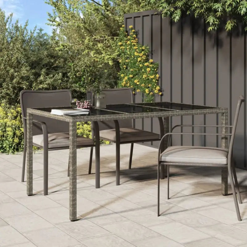 Poly rattan tuintafel met gehard glas voor een stijlvolle buitenruimte - Grijs / 150 x 90 x 75 cm / 1 - Tuintafels