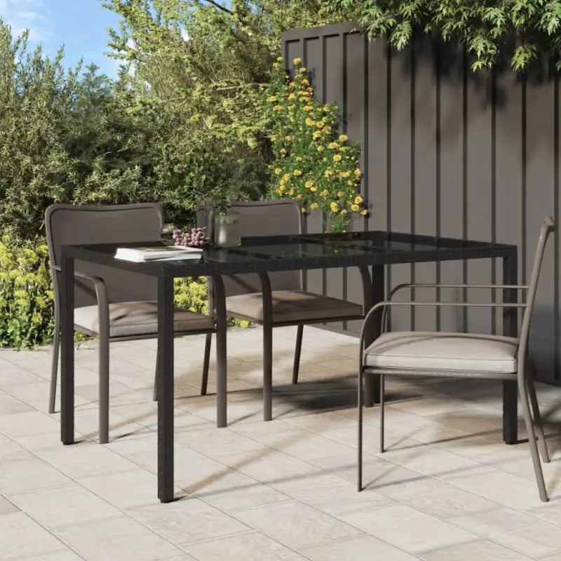 Poly rattan tuintafel met gehard glas voor een stijlvolle buitenruimte - Zwart / 150 x 90 x 75 cm / 1 - Tuintafels