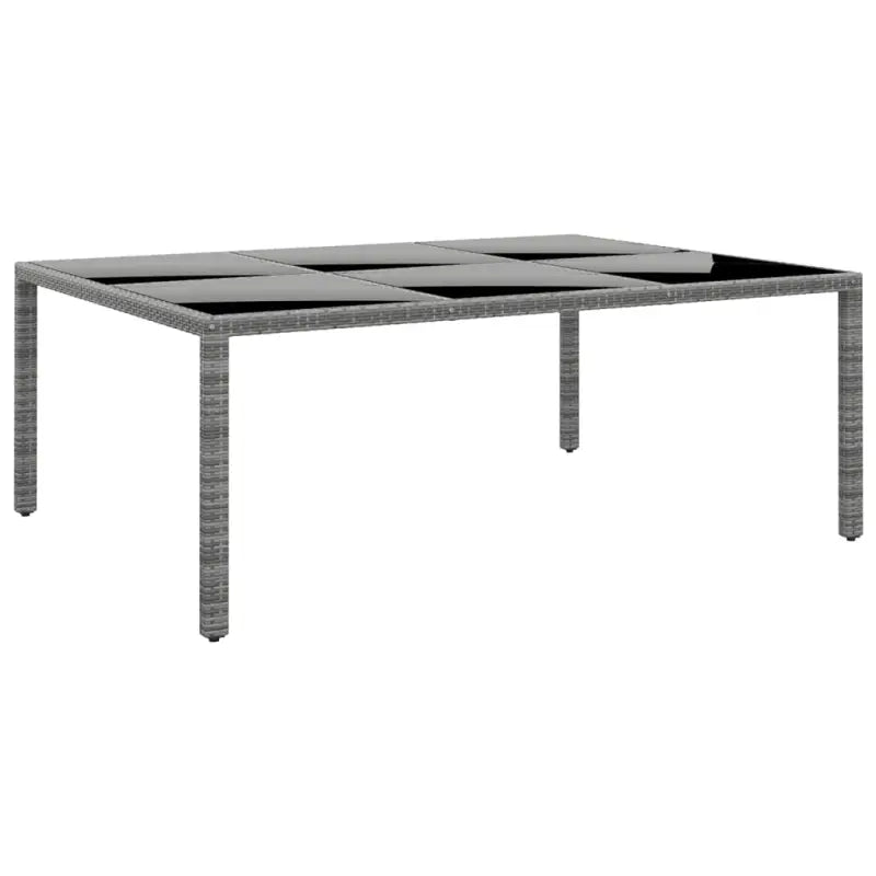 Poly rattan tuintafel met gehard glas voor stijlvolle buitenruimte - Grijs / 1 - Tuintafels