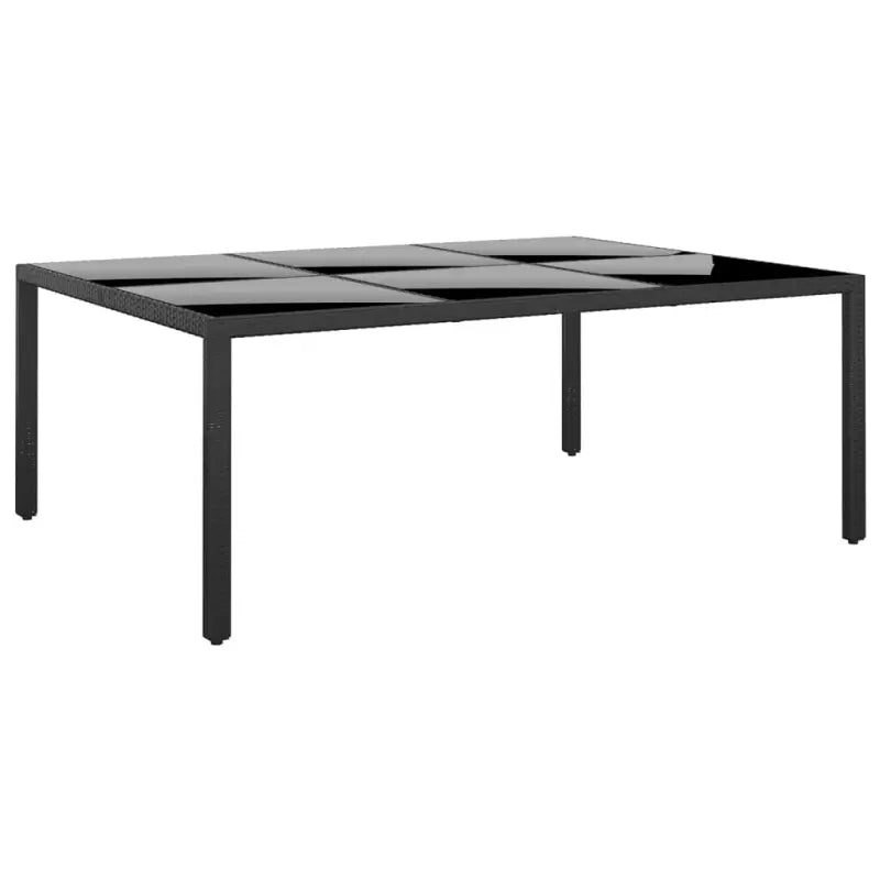 Poly rattan tuintafel met gehard glas voor stijlvolle buitenruimte - Zwart / 1 - Tuintafels