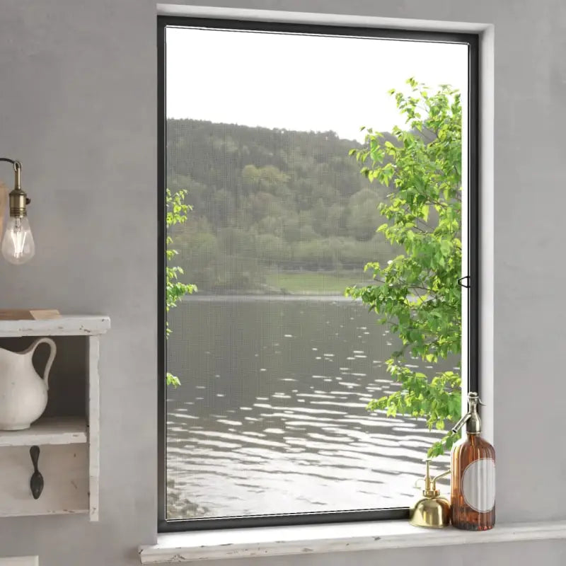 Raamhorren met stevig aluminium frame voor insecten buitenhouden - Antraciet / 90 x 120 cm - Raamhorren