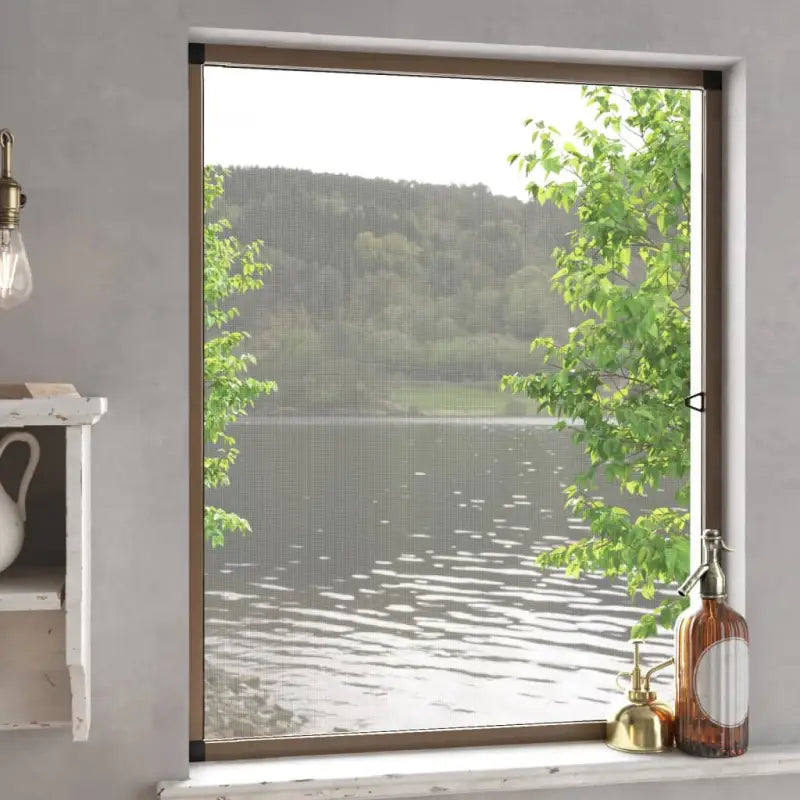 Raamhorren met stevig aluminium frame voor insecten buitenhouden - Bruin / 80 x 100 cm - Raamhorren