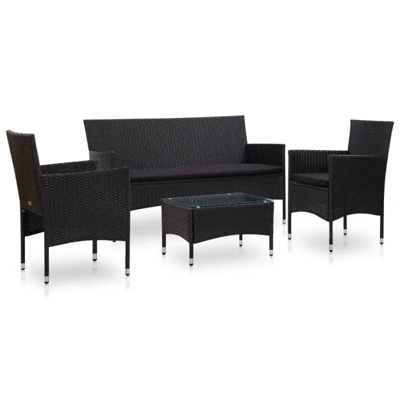 Rattan tuinset met elegante ontwerp en comfortabele breedte zitting - Zwart - Tuinsets