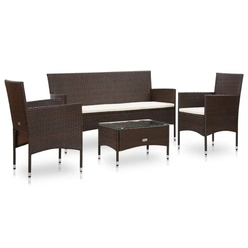 Rattan tuinset met elegante ontwerp en comfortabele breedte zitting - Bruin - Tuinsets