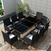 Rattan tuinset met stalen frame en verwijderbare zitkussens - Zwart - Tuinsets