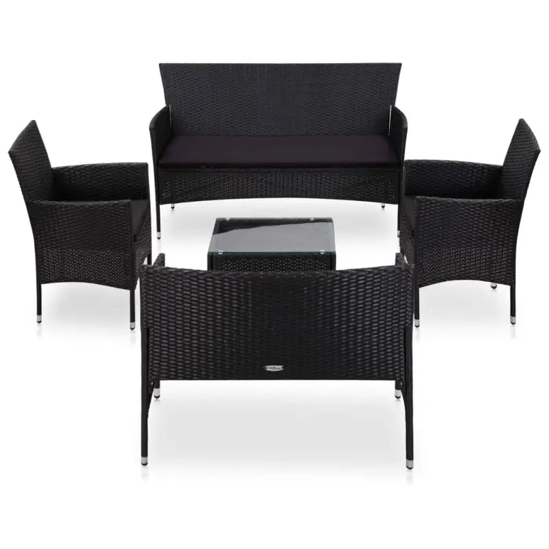 Rattan tuinset met stijlvolle breedte zitting voor elegante buitenruimte - Zwart - Tuinsets