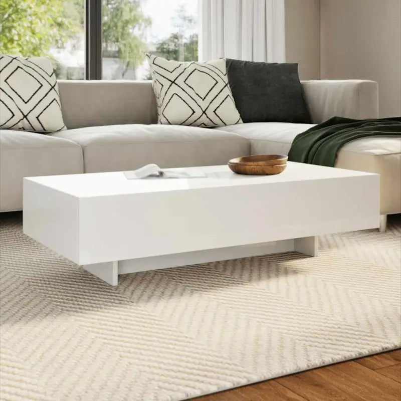 Rechthoekige salontafel in hoogglans wit met elegante uitstraling - Wit / 1 / 115 cm - Salontafels