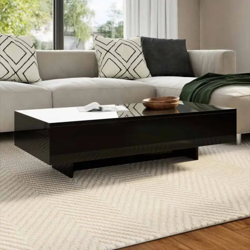 Rechthoekige salontafel in hoogglans wit met elegante uitstraling - Zwart / 1 / 115 cm - Salontafels