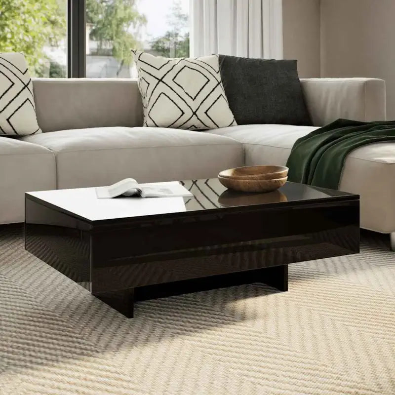 Rechthoekige salontafel in hoogglans wit met elegante uitstraling - Zwart / 1 / 85 cm - Salontafels