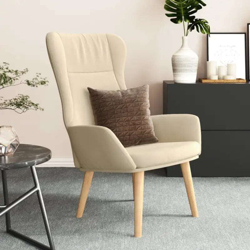 Relaxfauteuil met massief rubberwood voor ultiem comfort - Crème / 1 / Zonder voetensteun - Fauteuils & Relaxfauteuils
