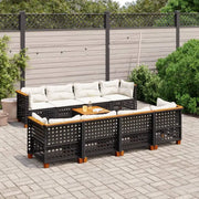 Relaxleuning tuinset met zwarte gepoedercoate staal en natuurlijke olieafwerking - Tuinsets
