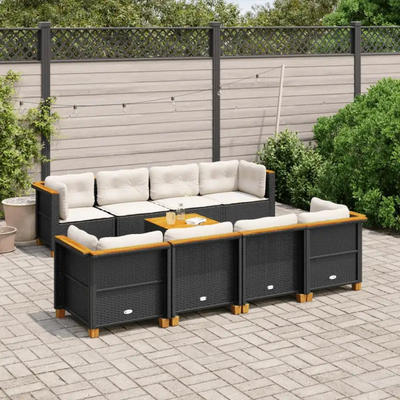 Relaxleuning tuinset met zwarte gepoedercoate staal en natuurlijke olieafwerking - Zwart / Dichtgeweven - Tuinsets