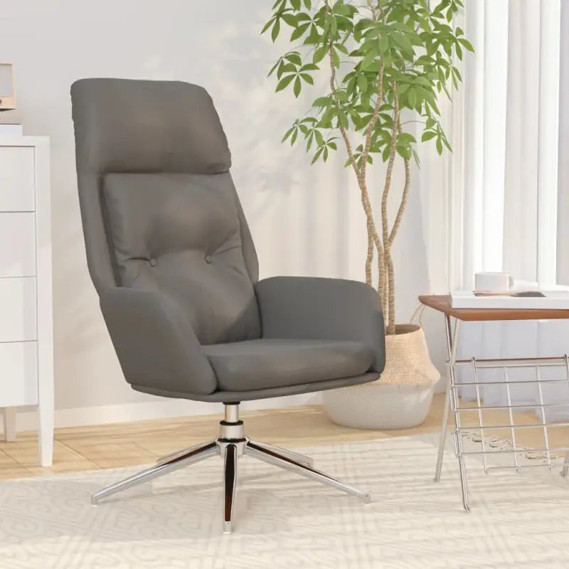 Relaxstoel met echt leer en graden draaibaar voor ultiem zitcomfort - Grijs / 1 / Stoel - Fauteuils & Relaxfauteuils