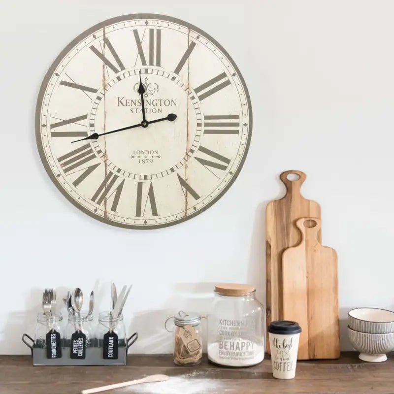 Retro wandklok voor keuken of woonkamer met grote wijzerplaat - Londen / 60 cm - Wandklokken