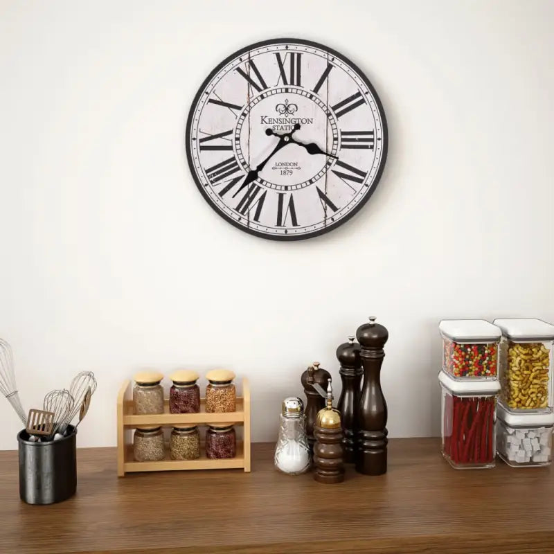 Retro wandklok voor keuken of woonkamer met grote wijzerplaat - Londen / 30 cm - Wandklokken
