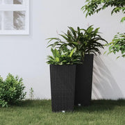Rieten plantenbak met uitneembare kunststof binnenbak voor tuin of balkon - Bloempotten & plantenbakken