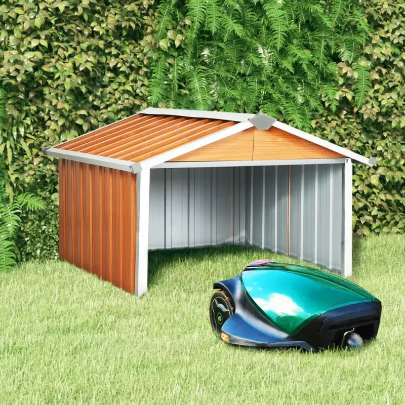 Robotmaaier Overkapping van Verzinkt Staal voor Bescherming en Pauze - Bruin / 1 - Tuinhuizen