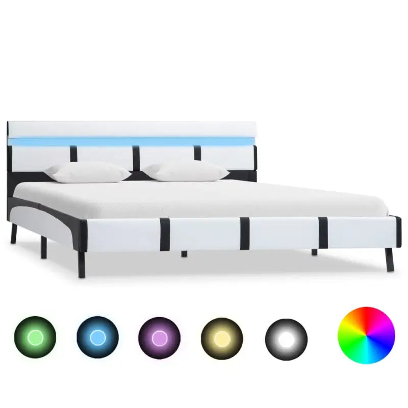 Robuust Bed met multiplex lattenbodem en stalen poten - Wit en zwart / 160 x 200 cm - Bedden & bedframes