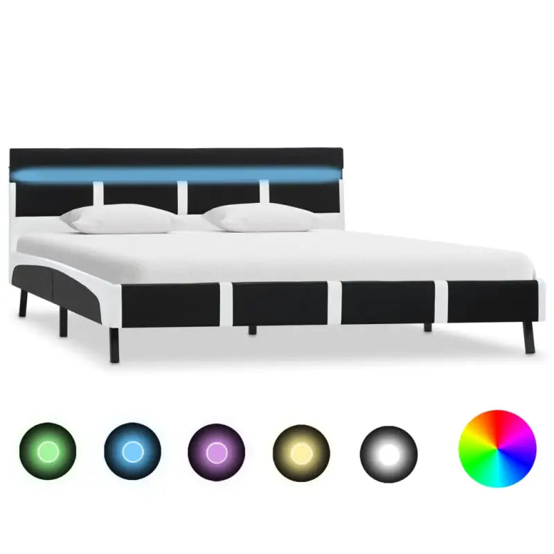 Robuust Bed met multiplex lattenbodem en stalen poten - Zwart en wit / 140 x 200 cm - Bedden & bedframes