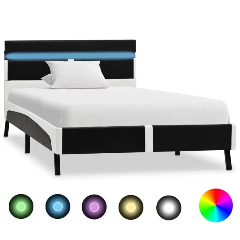 Robuust Bed met multiplex lattenbodem en stalen poten - Zwart en wit / 90 x 200 cm - Bedden & bedframes