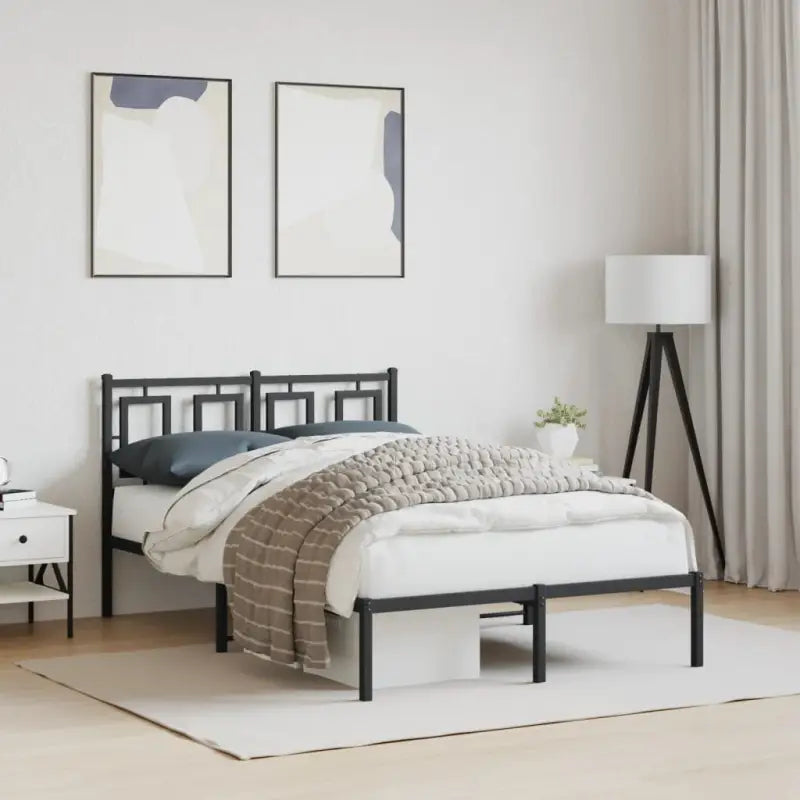 Robuust metalen bedframe met extra opbergruimte en tijdloos design - Zwart / 120 x 200 cm / met hoofdbord - Bedden &