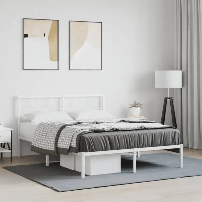Robuust metalen bedframe met tijdloos design en extra opbergruimte - Wit / 140 x 200 cm / met hoofdbord - Bedden &