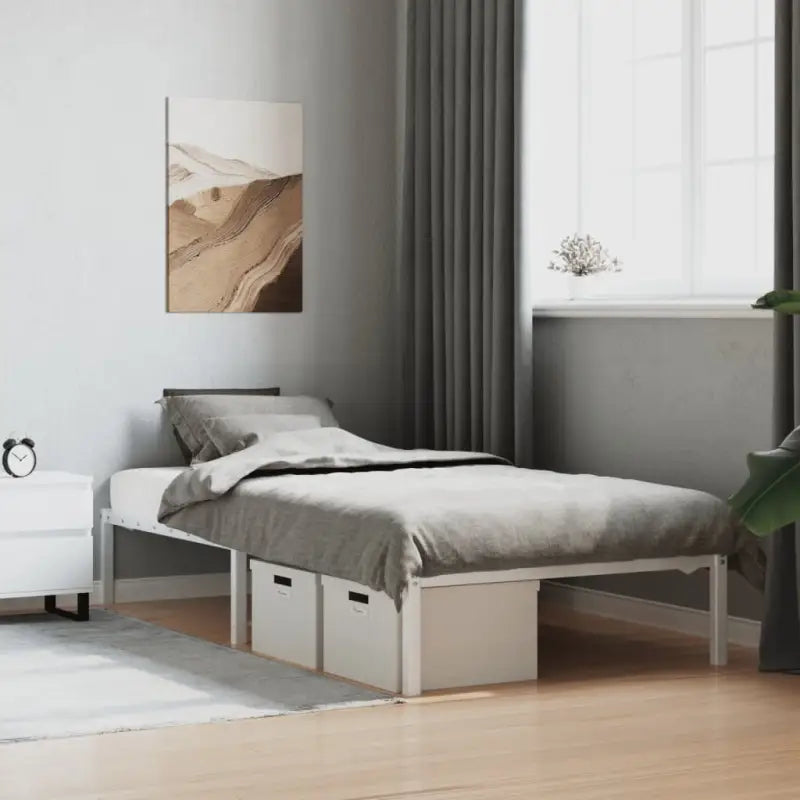 Robuust metalen bedframe met vierkante buizen en extra opbergruimte - Wit / 100 x 190 cm - Bedden & bedframes