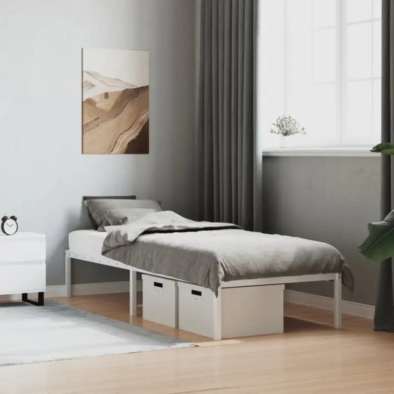 Robuust metalen bedframe met vierkante buizen en extra opbergruimte - Wit / 75 x 190 cm - Bedden & bedframes