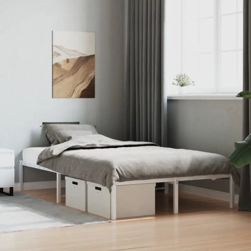Robuust metalen bedframe met vierkante buizen en extra opbergruimte - Wit / 120 x 200 cm - Bedden & bedframes