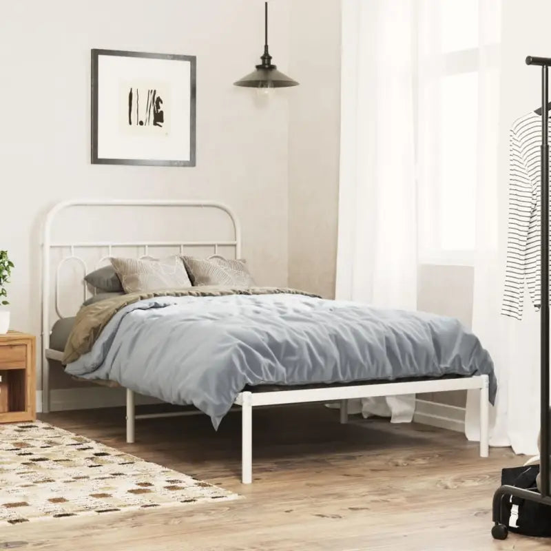 Robuust metalen latten bedframe met elegant design en extra opbergruimte - Wit / 100 x 200 cm / met hoofdbord - Bedden
