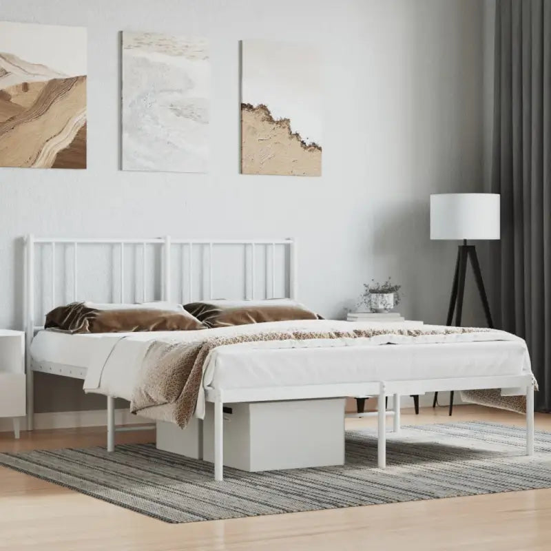 Robuust metalen latten bedframe met elegant ontwerp en extra opbergruimte - Wit / 120 x 200 cm / met hoofdbord - Bedden