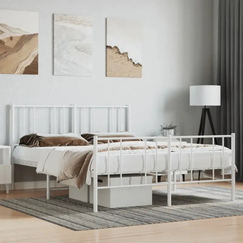 Robuust metalen latten bedframe met elegant ontwerp en extra opbergruimte - Wit / 160 x 200 cm / met hoofdbord &