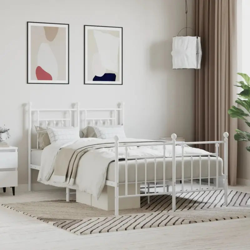 Robuust metalen latten bedframe met extra opbergruimte - Wit / 120 x 200 cm / met hoofdbord & voetbord - Bedden &