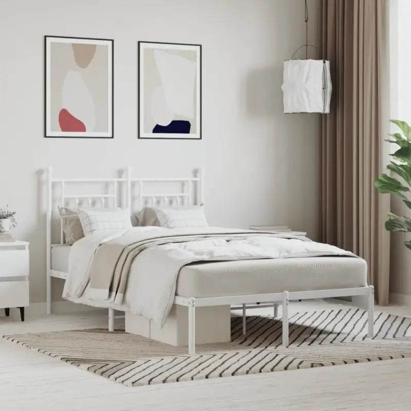 Robuust metalen latten bedframe met extra opbergruimte - Wit / 120 x 200 cm / met hoofdbord - Bedden & bedframes