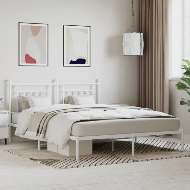 Robuust metalen latten bedframe met extra opbergruimte - Wit / 160 x 200 cm / met hoofdbord - Bedden & bedframes