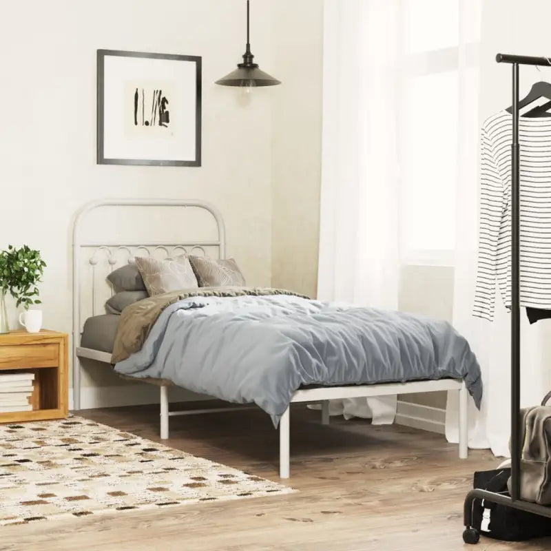 Robuust metalen latten bedframe met extra opbergruimte - Wit / 80 x 200 cm / met hoofdbord - Bedden & bedframes