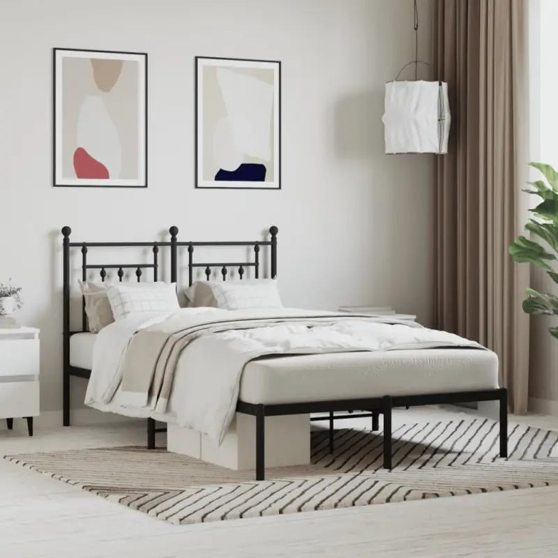 Robuust metalen latten bedframe met extra opbergruimte - Zwart / 120 x 200 cm / met hoofdbord - Bedden & bedframes