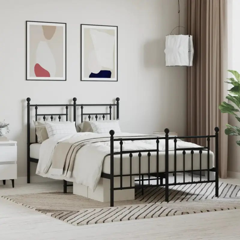 Robuust metalen latten bedframe met extra opbergruimte - Zwart / 120 x 190 cm / met hoofdbord & voetbord - Bedden &