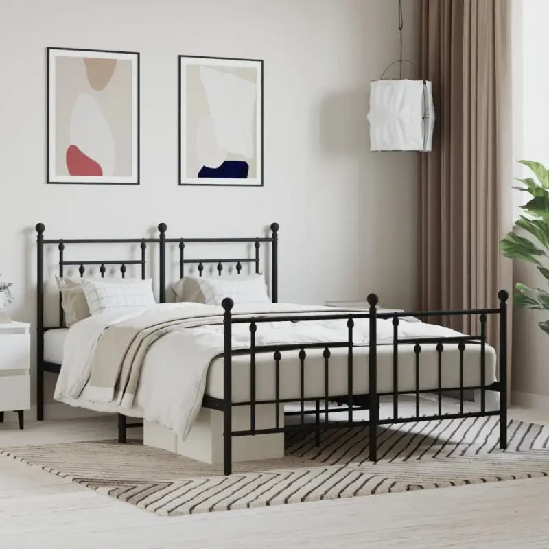 Robuust metalen latten bedframe met extra opbergruimte - Zwart / 140 x 200 cm / met hoofdbord & voetbord - Bedden &